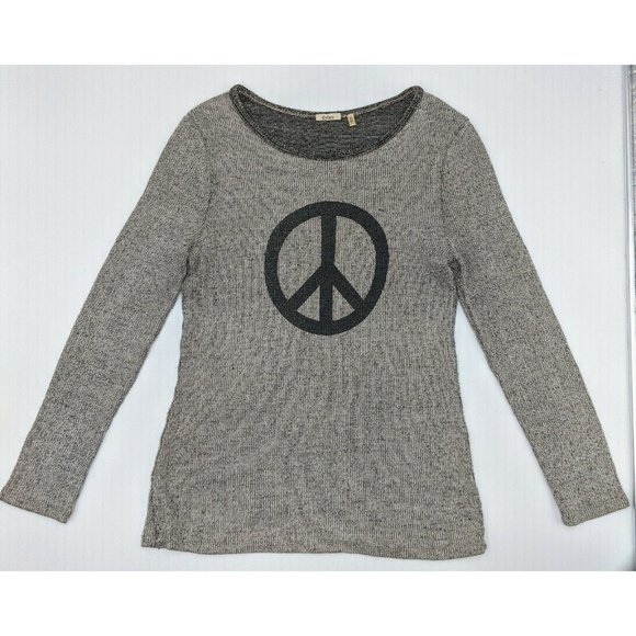 Women's Lightweight Sweater Dylan Peace Symbol Light Brown Large - Picture 1 of 4